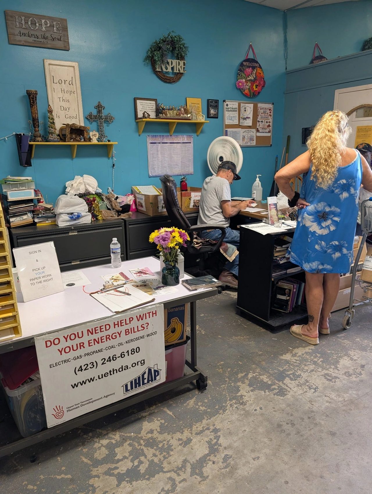 Volunteers at the Hope Helps TN intake desk
